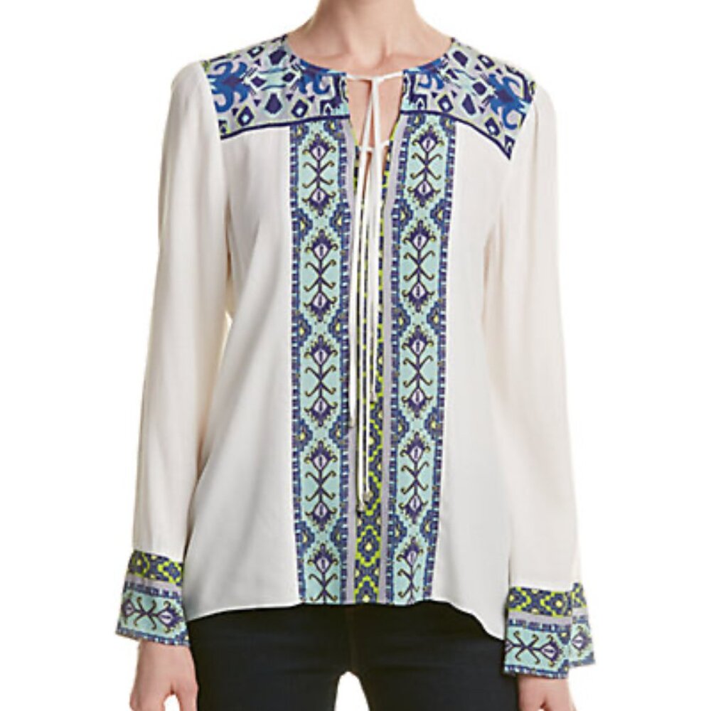 Hale Bob Bohemian Blouse | Colorful Geometric Print | Size S